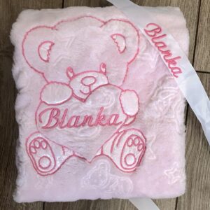 Egyedi felirattal ellátott babaplüss pléd(több színben)